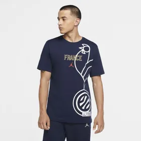 Męski T-shirt z logo France Jordan FFBB - Niebieski