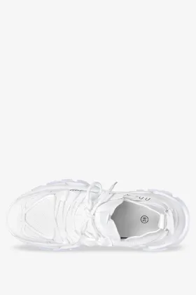 Białe sneakersy na platformie damskie buty sportowe sznurowane casu bl322p