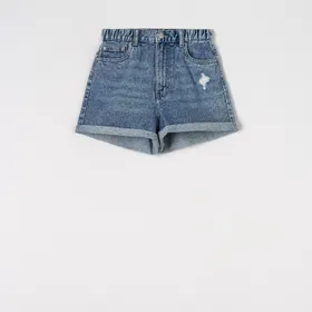 Szorty jeansowe high waist - Niebieski