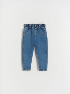 Jeansy typu baggy, wykonane z miękkiego denimu. - niebieski