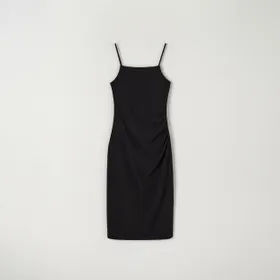 Sukienka midi prążkowana - Czarny