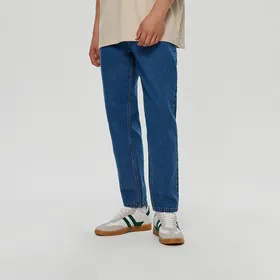 Granatowe jeansy baggy fit - Niebieski