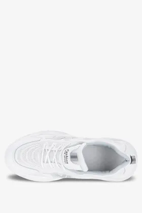 Białe sneakersy na platformie buty sportowe sznurowane brokatowy pasek casu 13-10-21-w