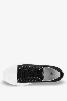 Czarne trampki na platformie damskie buty sportowe sznurowane casu sj2093-1
