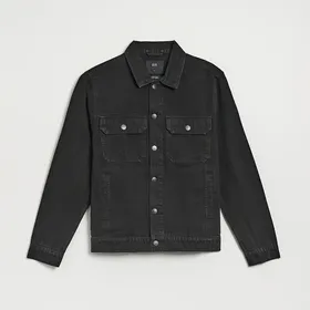 Czarna kurtka jeansowa z efektem sprania - Czarny