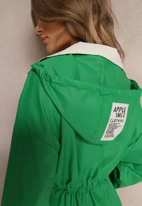 Zielony Płaszcz z Kapturem i Ściągaczem w Talii Maiar