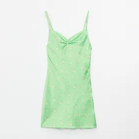 Satynowa sukienka na ramiączkach - Zielony