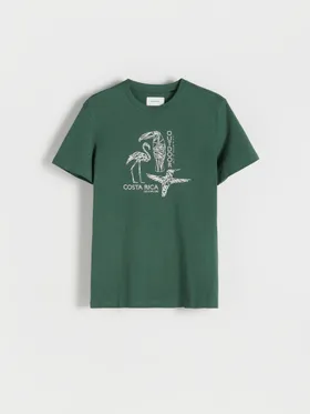 T-shirt regular z nadrukiem - Turkusowy