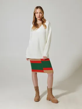 Sweter z wełną - Kremowy
