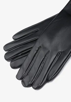 Czarne Rękawiczki z Imitacji Skóry Ocieplone Cossolia