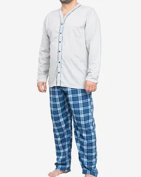 Szara piżama męska zapinana na guziki- Odzież - Szary