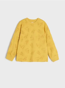 Wygodna bluza o swobodnym kroju, wykonana z bawełnainej dzianiny. - żółty