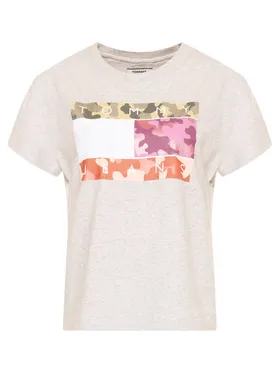 Tommy Jeans T-Shirt Camo Flag Tommy Tee DW0DW08051 Szary Regular Fit