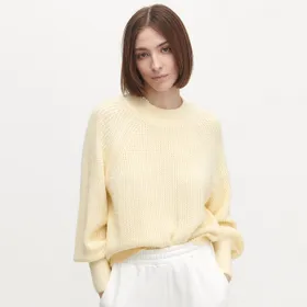 Sweter z wyraźnym splotem - Żółty