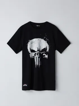 Koszulka z nadrukiem Punisher - Czarny