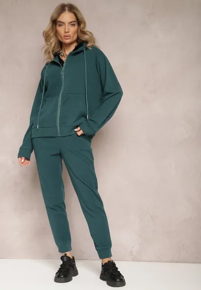 Renee Zielony Komplet Dresowy 2-częściowy z Bluzą i Spodniami Seraphira