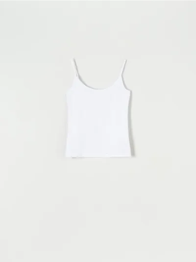 Sinsay Komplet 2 sztuk koszulek o regulowanych ramiączkach, uszytych z bawełny z domieszka elastycznych włókien. - biały