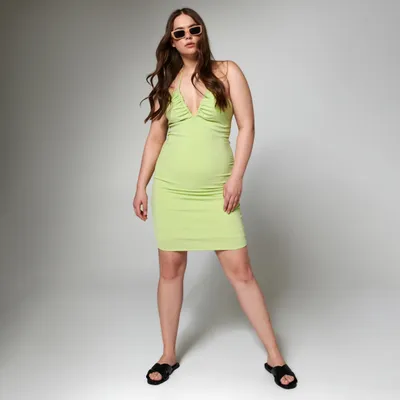 Sinsay Sukienka mini z wiązaniem - Zielony
