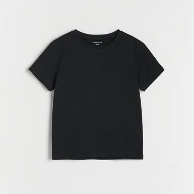 Reserved Bawełniany t-shirt basic - Czarny