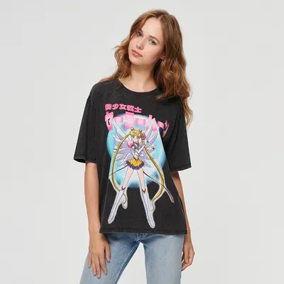 House Koszulka z nadrukiem Sailor Moon czarna - Czarny