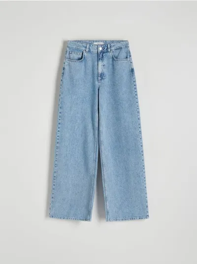 Reserved Jeansy z kolekcji PREMIUM, wykonane z gladkiej, bawełnianej tkaniny. - niebieski