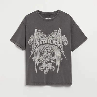 House Luźna koszulka z nadrukiem Metallica - Szary