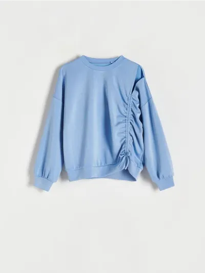 Reserved Bluza o swobodnym kroju, wykonana z dzianiny z wiskozą. - niebieski