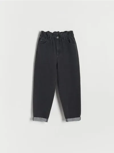 Reserved Jeansy typu baggy, uszyte z bawełnianej tkaniny z dodatkiem elastycznych włókien. - czarny