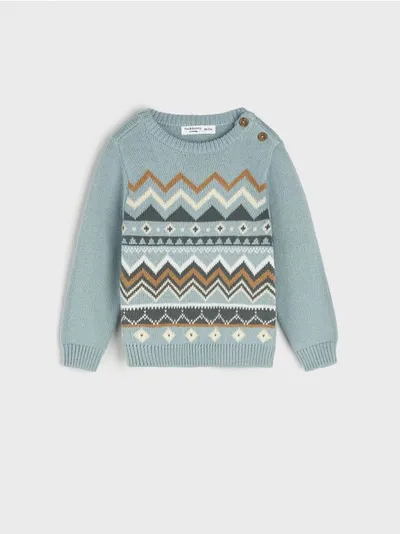 Sinsay Wygodny sweter wykonany z miękkiej, bawełnianej dzianiny. - niebieski
