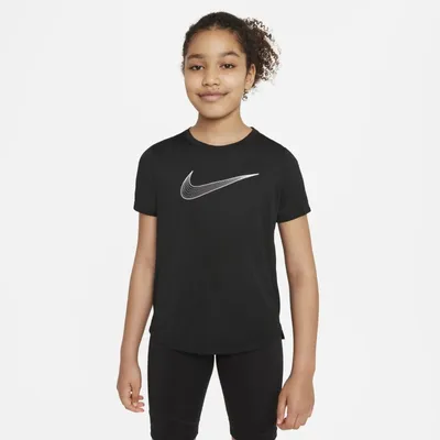 Nike Koszulka treningowa z krótkim rękawem dla dużych dzieci (dziewcząt) Nike Dri-FIT One - Czerń