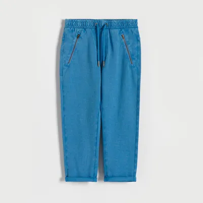 Spodnie dresowe z efektem sprania - Niebieski