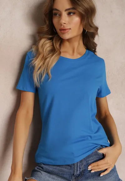 Renee Niebieski Bawełniany T-shirt Melinthe