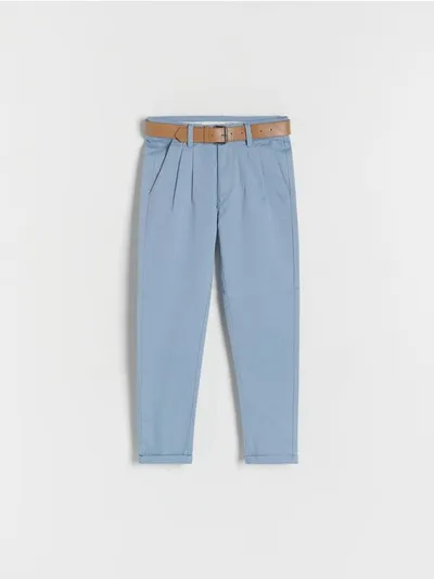Reserved Spodnie typu chino, wykonane ze strukturalnej, bawełnianej tkaniny typu dobby. - niebieski