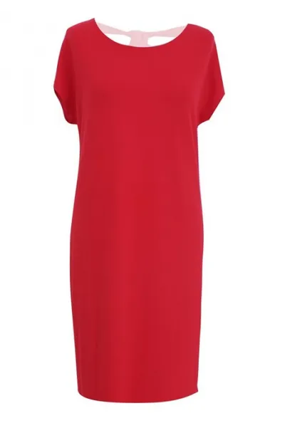 XL-ka Prosta czerwona sukienka z kokardą IZABELA