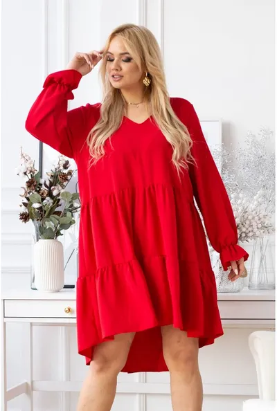 XL-ka Czerwona sukienka z falbaną - Christine