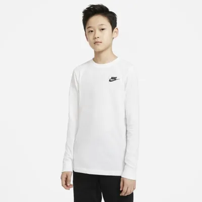 Nike T-shirt z długim rękawem dla dużych dzieci (chłopców) Nike Sportswear - Biel