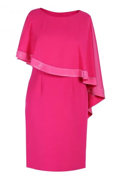 XL-ka Różowa sukienka z szyfonową narzutką ABIGAIL