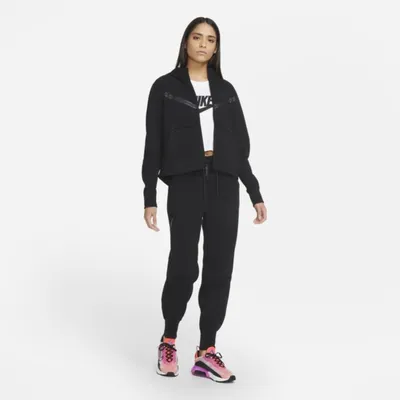 Damska bluza z kapturem i zamkiem na całej długości Nike Sportswear Tech Fleece Windrunner - Czerń