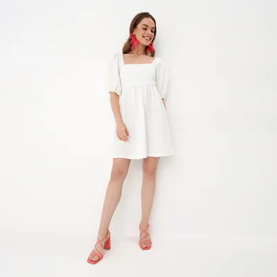 Mohito Sukienka mini z bufiastymi rękawami - Biały
