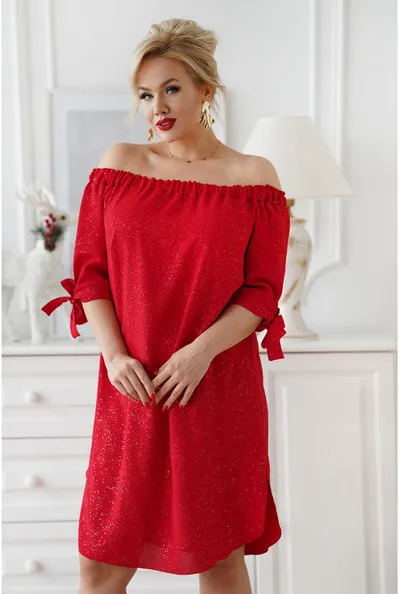 XL-ka Czerwona błyszcząca sukienka hiszpanka - MARITA