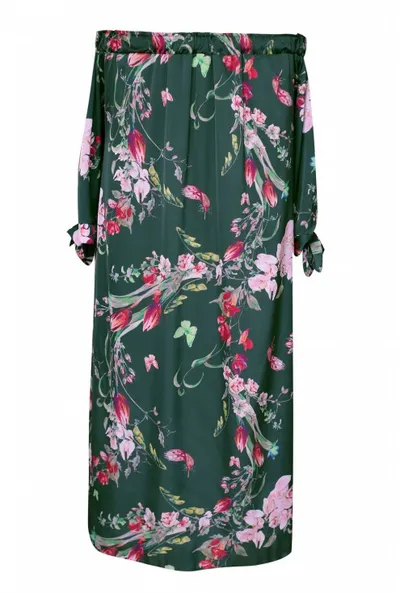 XL-ka Ciemnozielona sukienka hiszpanka w kwiaty - MARITA GREEN