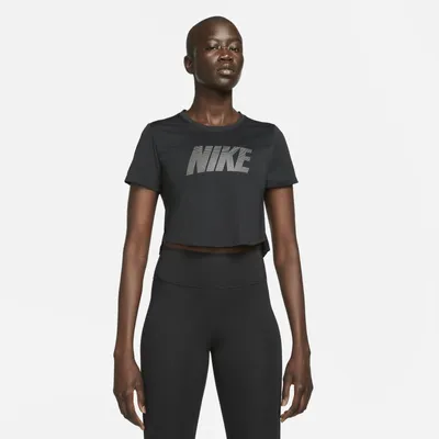 Nike Krótka damska koszulka o standardowym kroju z grafiką i krótkim rękawem Nike Dri-FIT One - Czerń