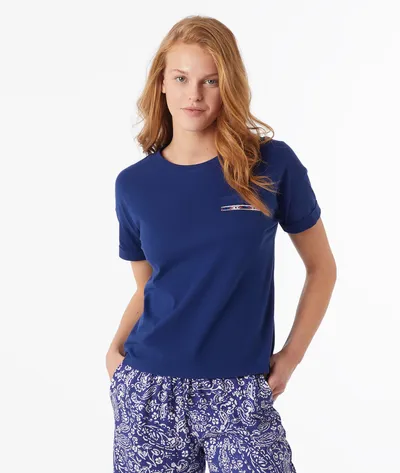 Etam Solk T-Shirt Manches Courtes 100% Coton Biologique - Niebieski