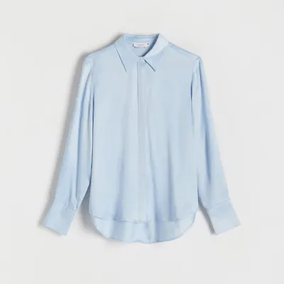 Reserved Koszula z satynowej wiskozy - Niebieski
