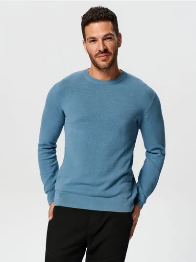 Sinsay Bawełniany sweter o regularnym kroju. - niebieski
