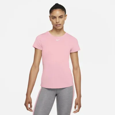 Nike Damska koszulka z krótkim rękawem o dopasowanym kroju Nike Dri-FIT One - Różowy