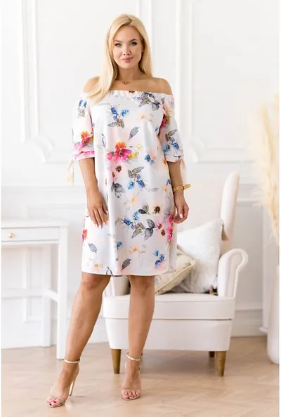 XL-ka Jasnoniebieska sukienka hiszpanka w kwiaty - Rosela