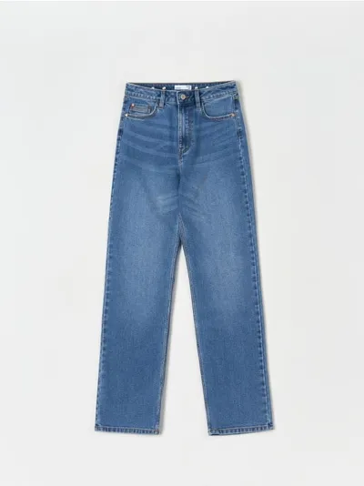 Sinsay Wyodne jeansy wykonane z bawełnianej tkaniny z domieszką elastycznych wlókien. - niebieski