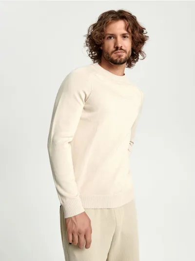Sinsay Miekki, bawełniany sweter o regularnym kroju. - kremowy