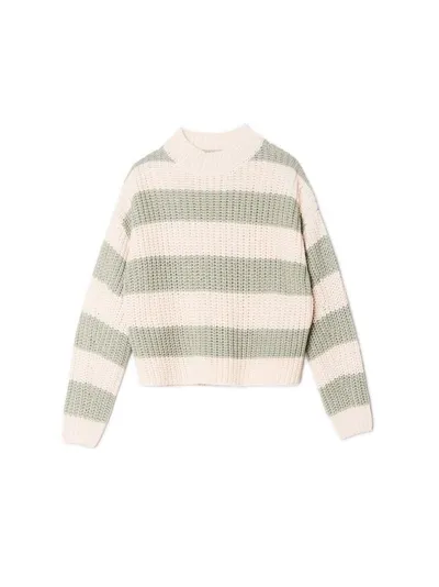 Cropp Kremowo-zielony sweter w paski